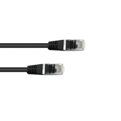 Cabo de rede preto com conectores RJ45