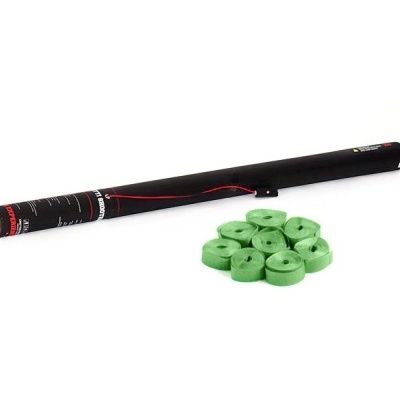 Embalaagem preta com texto e objetos verdes enrolados