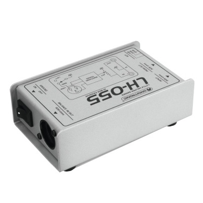 Dispositivo eletrónico cinza claro LH055 com conector e porta de alimentação