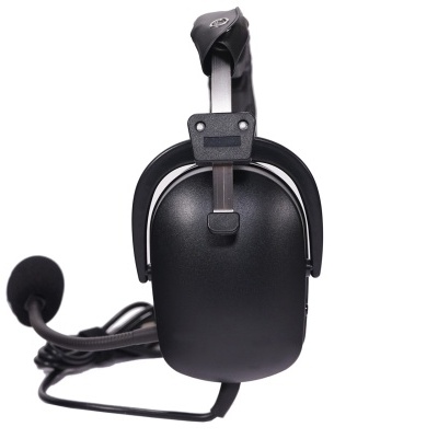 Auricular preto com microfone integrado e cabo