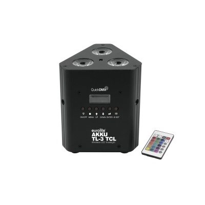 Dispositivo de iluminação triangular preto com comando remoto colorido