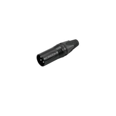 Conector de áudio XLR macho preto com três pinos