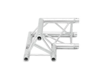 Estrutura metálica em alumínio prateado em forma de 'T' com reforços triangulares