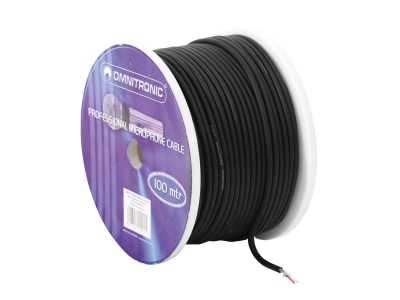 Carretel de cabo profissional para microfone preto Omnitronic 100 metros