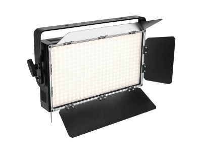 Painel de luz LED com portas articuladas em metal preto