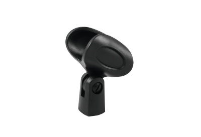 Suporte de microfone preto em plástico com base ajustável