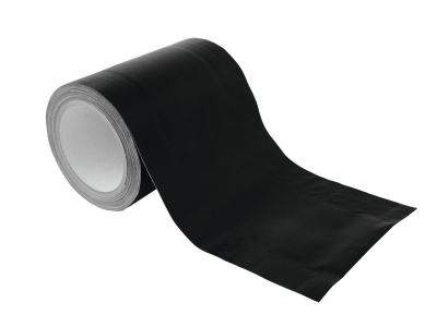 Rolo de fita adesiva preta com textura ligeiramente brilhante