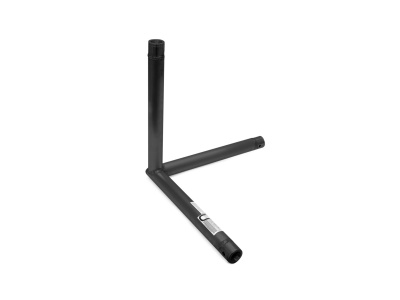 Suporte de metal preto em forma de L com três tubos cilíndricos em fundo branco