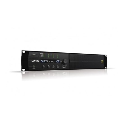 Equipamento áudio profissional LA4X preto com visor digital e botões