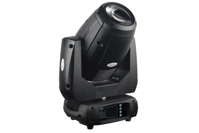 Luz profissional móvel preta com display digital e lente grande