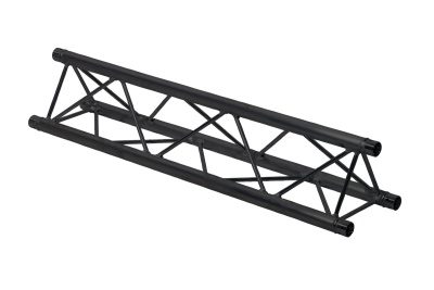 Estrutura truss metálica preta com design triangular reforçado para eventos