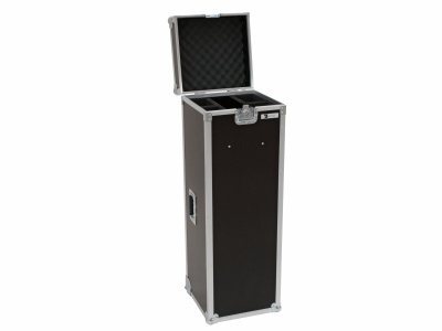 Estojo rígido preto com estrutura metálica e interior acolchoado