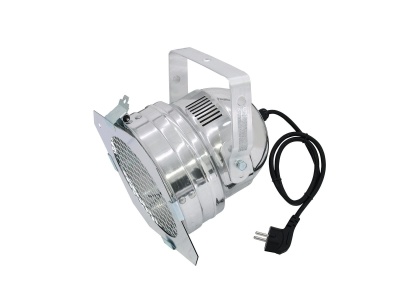 Projetor de iluminação metálico prateado com cabo preto