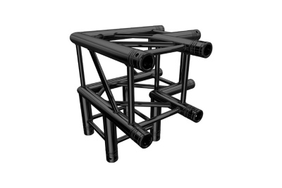 Estrutura de metal preta tipo truss com tubos cilíndricos