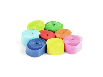 Oito rolos de fita colorida em círculo