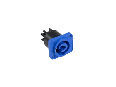 Conector elétrico quadrado preto com parte frontal azul