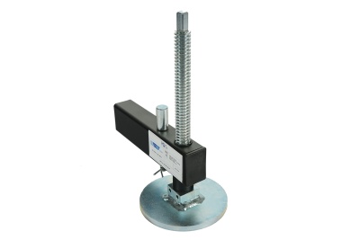 Produto metálico com base circular prateada e haste roscada