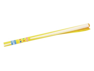 Rolo de papel manteiga amarelo com rótulo colorido