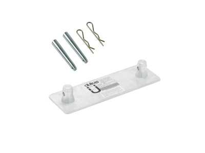 Conjunto de molas metálicas, clipes dourados e base transparente com etiqueta e código de barras