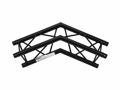 Estrutura metálica preta em forma de ângulo com reforços triangulares