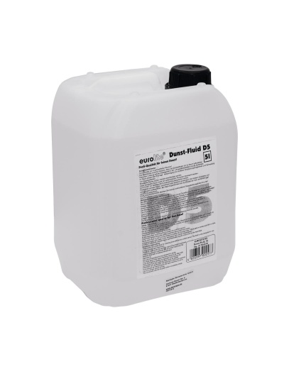 Recipiente plástico branco com tampa preta e rótulo Dunst-Fluid D5 5L