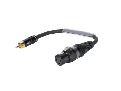 Cabo adaptador preto com conector RCA e conector XLR feminino