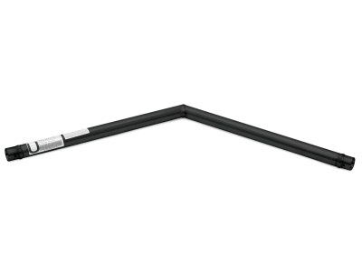 Varão de cortina articulado preto em metal com etiquetas