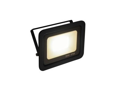 Refletor LED preto rectangular com suporte ajustável e vidro translúcido