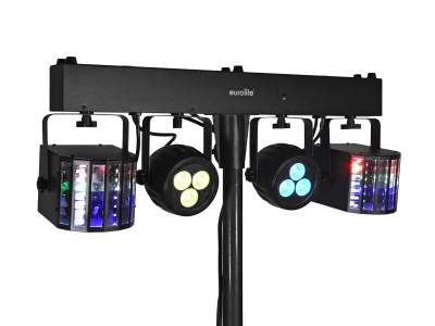 Conjunto de luzes de palco Eurolite com LED coloridas e estrutura preta