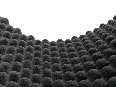 Espuma acústica preta com textura de células em forma de cúpula