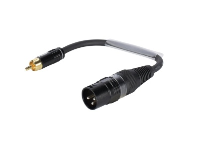 Cabo adaptador preto com conector XLR e RCA