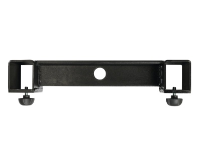 Suporte metálico preto com parafusos ajustáveis