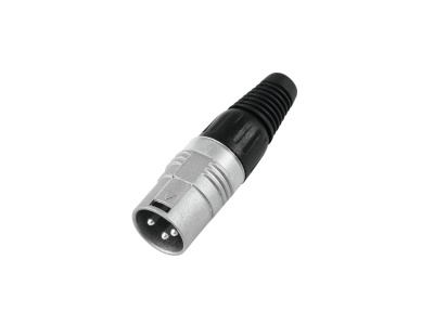 Conector XLR prateado com cabo preto