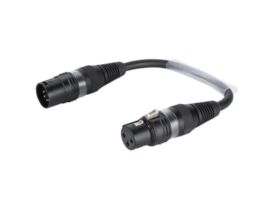 Cabo adaptador XLR preto com conectores macho e fêmea
