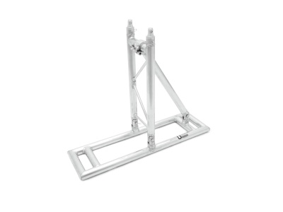 Suporte metálico branco com base retangular e estrutura vertical