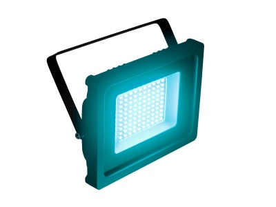 Refletor LED quadrado preto com luz azul
