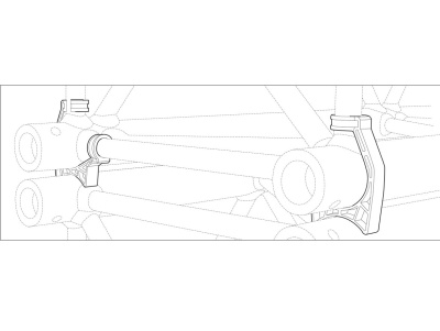 Suportes de tubo cilíndricos de cor clara ligados a estrutura tubular