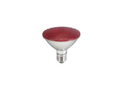 Lâmpada LED PAR30 com vidro vermelho e base metálica