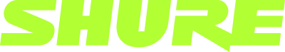 Logótipo da marca SHURE em verde-limão