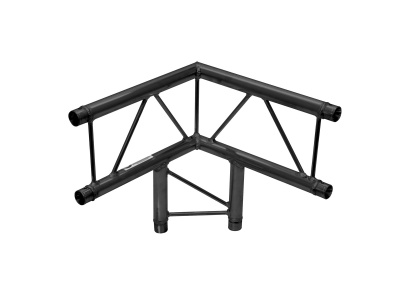 Estrutura modular metálica preta com ligação angular e travessas triangulares