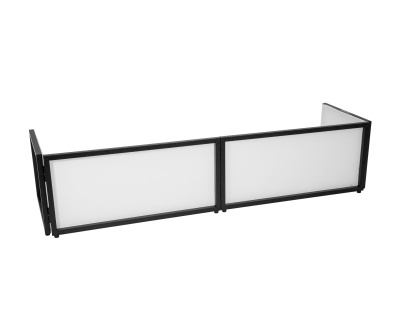 Painel separador de escritório preto com painéis brancos opacos