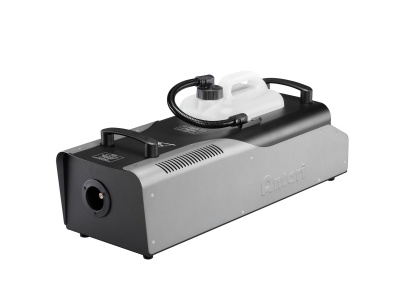 máquina de fumo Prastof cinza e preto com depósito branco e mangueira preta