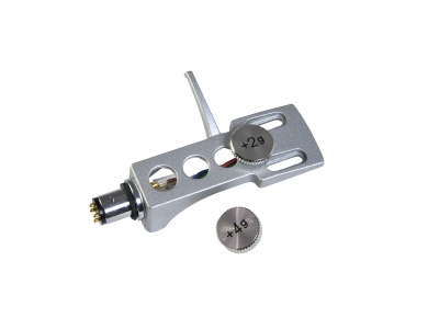 Cabeça de leitura para gira-discos prateada com dois parafusos