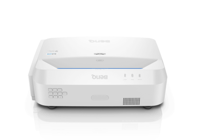 Projetor branco BenQ com botões e ventoinha frontal