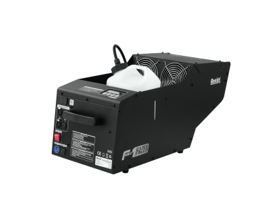 Máquina de fumo preta com depósito translúcido de líquido