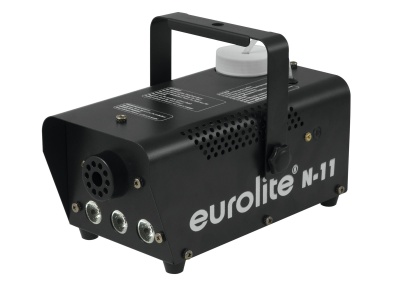Máquina de fumaça preta Eurolite N-11 com LEDs e alça superior