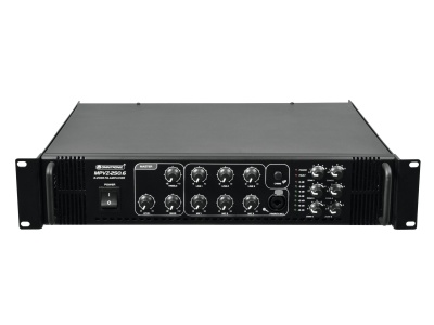 Amplificador de som preto BEHRINGER EPQ2270C com botões frontais e ranhuras para montagem em rack