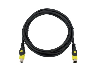 Cabo FireWire preto com conectores amarelos