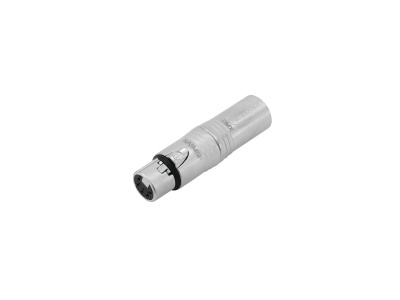Conector XLR metálico prateado com três pinos