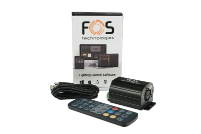 Kit de controle de iluminação FOS Technologies com comando remoto e cabo USB